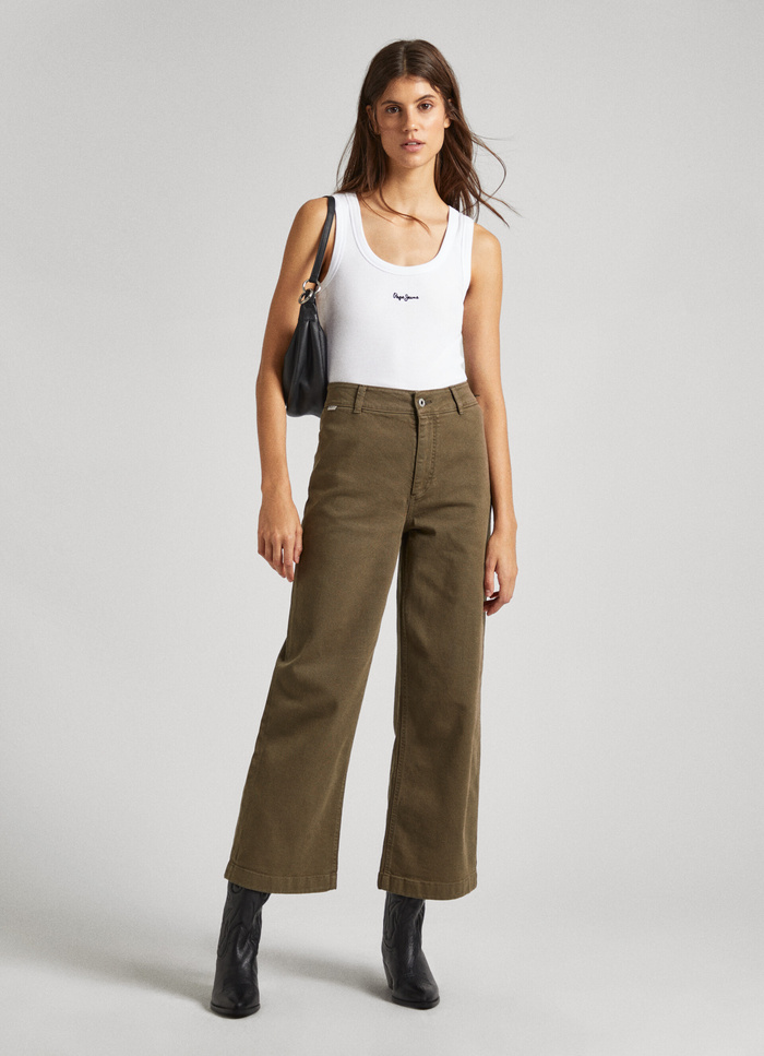 CULOTTE FIT TWILL TROUSERS