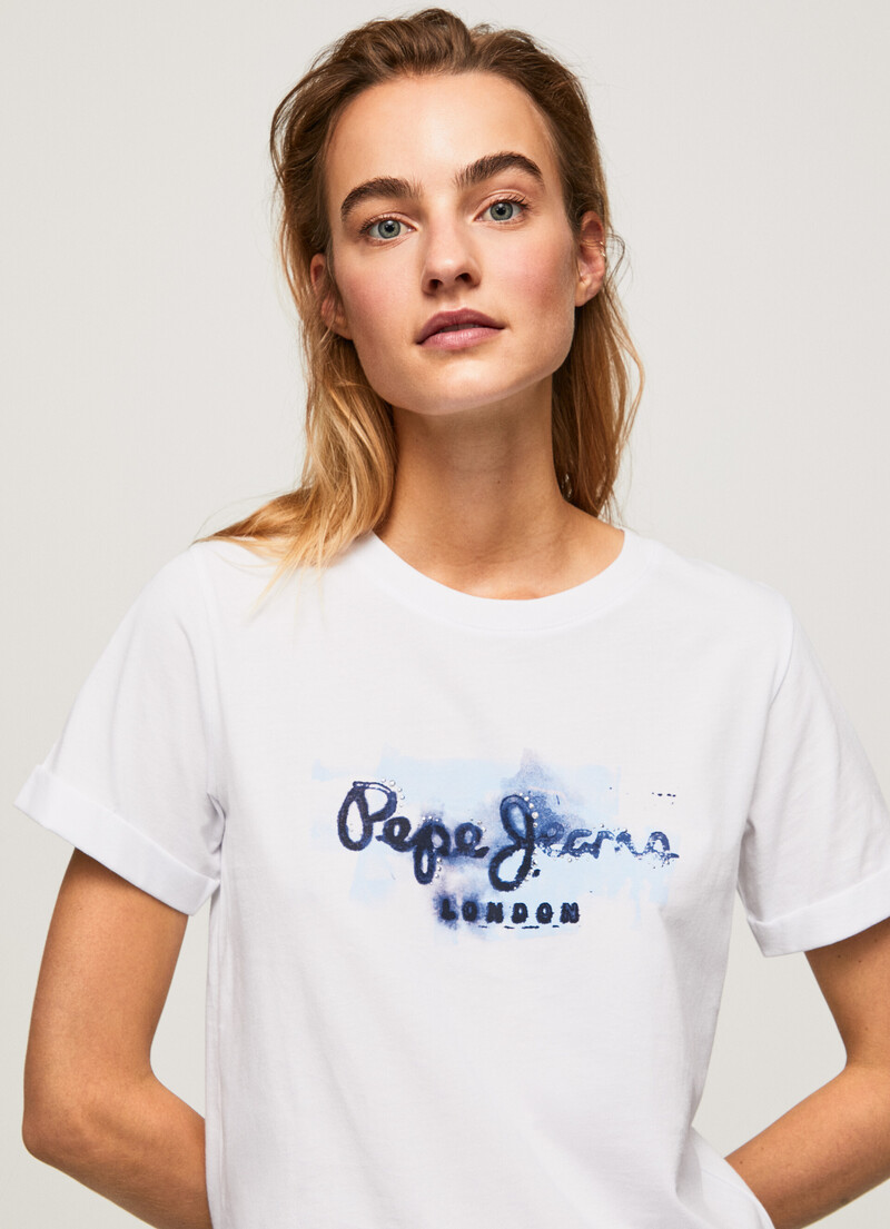 T-Shirt En Coton Avec Logo Dégradé | Pepe Jeans