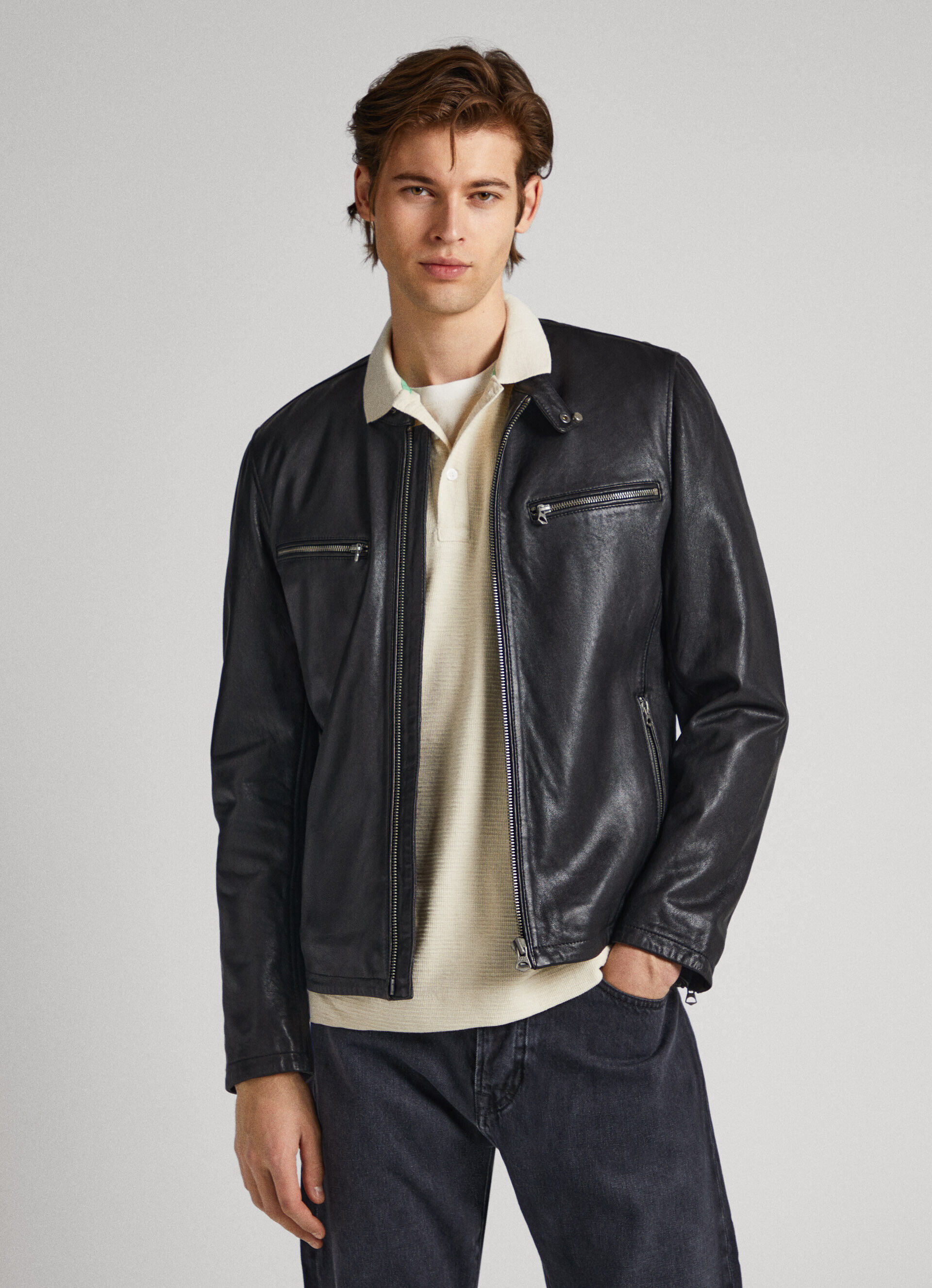 Lambskin Leather Biker Jacket | Pepe Jeans