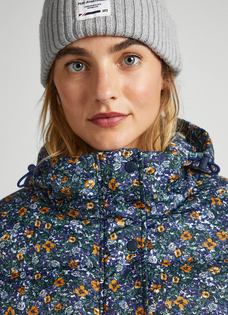 Floral Print Puffer Jacket | Pepe Jeans
