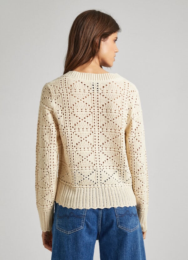 KNIT CARDIGAN WITH OPENWORK DETAIL