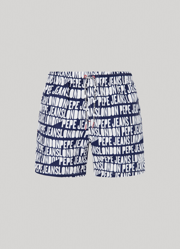 SWIM SHORTS WITH ALL-OVER LOGO PRINT