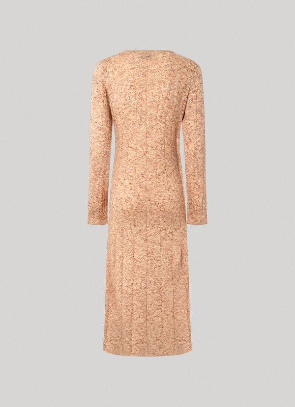 LONG KNIT DRESS WITH OPENWORK DETAIL