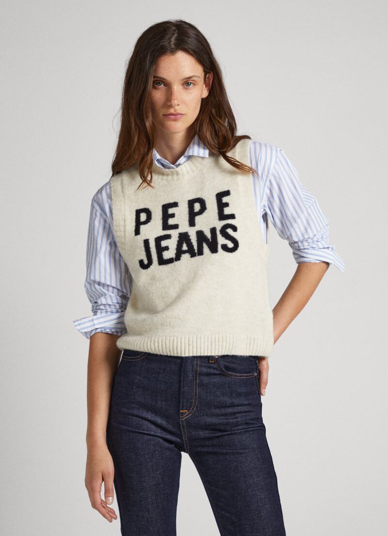 Logo Print Knit Vest | Pepe Jeans
