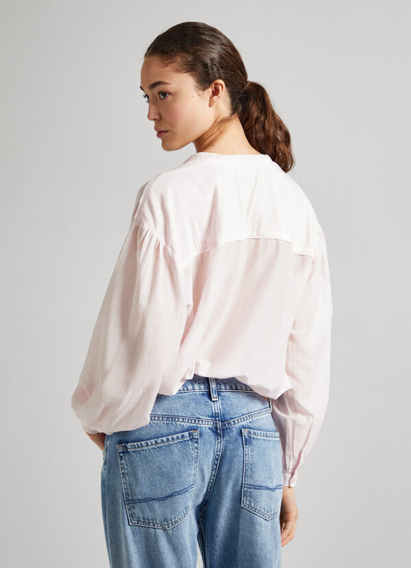 RELAXED FIT MAO NECK BLOUSE