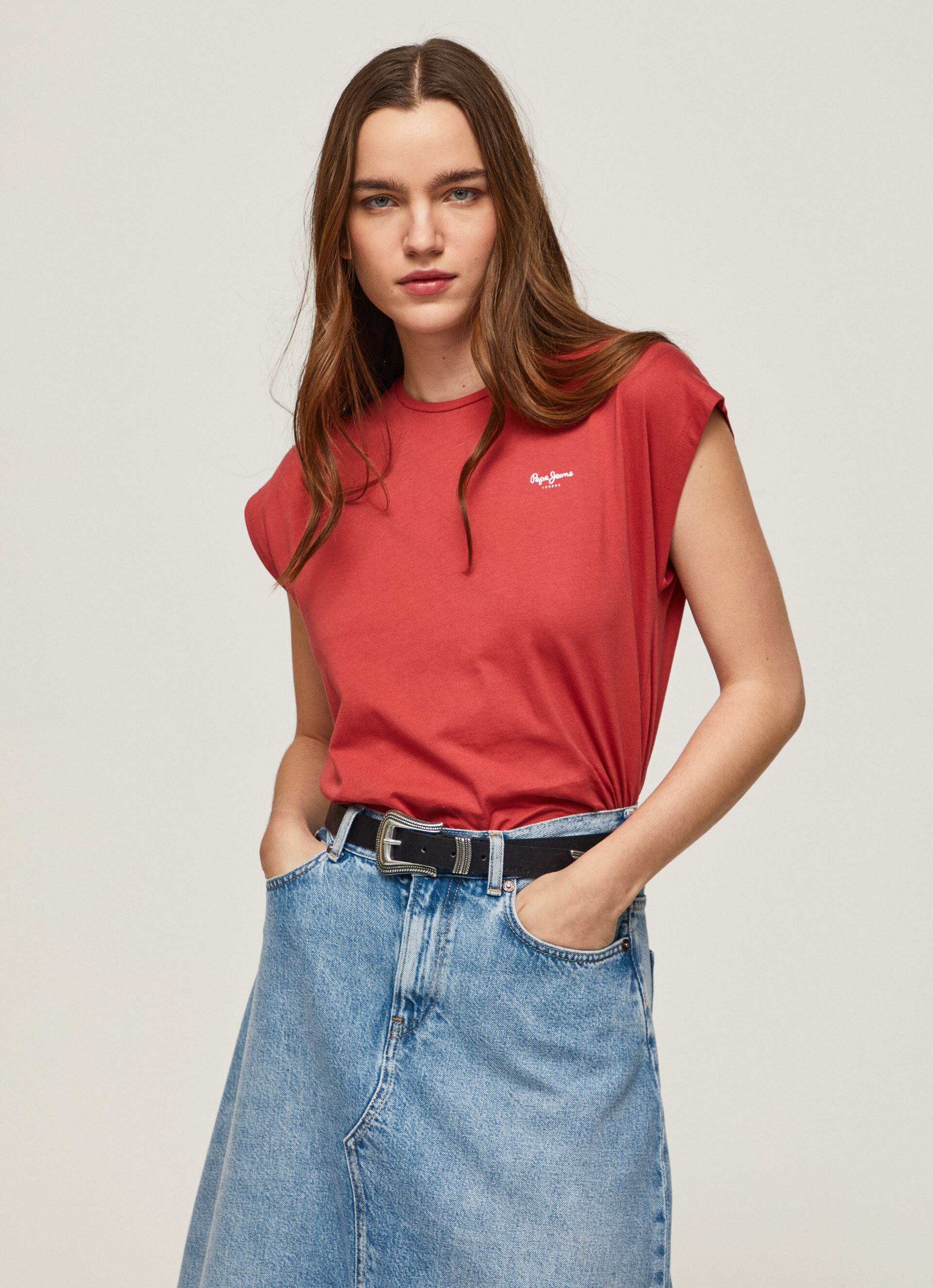 Sleeveless T-Shirt With Printed Logo | Pepe Jeans