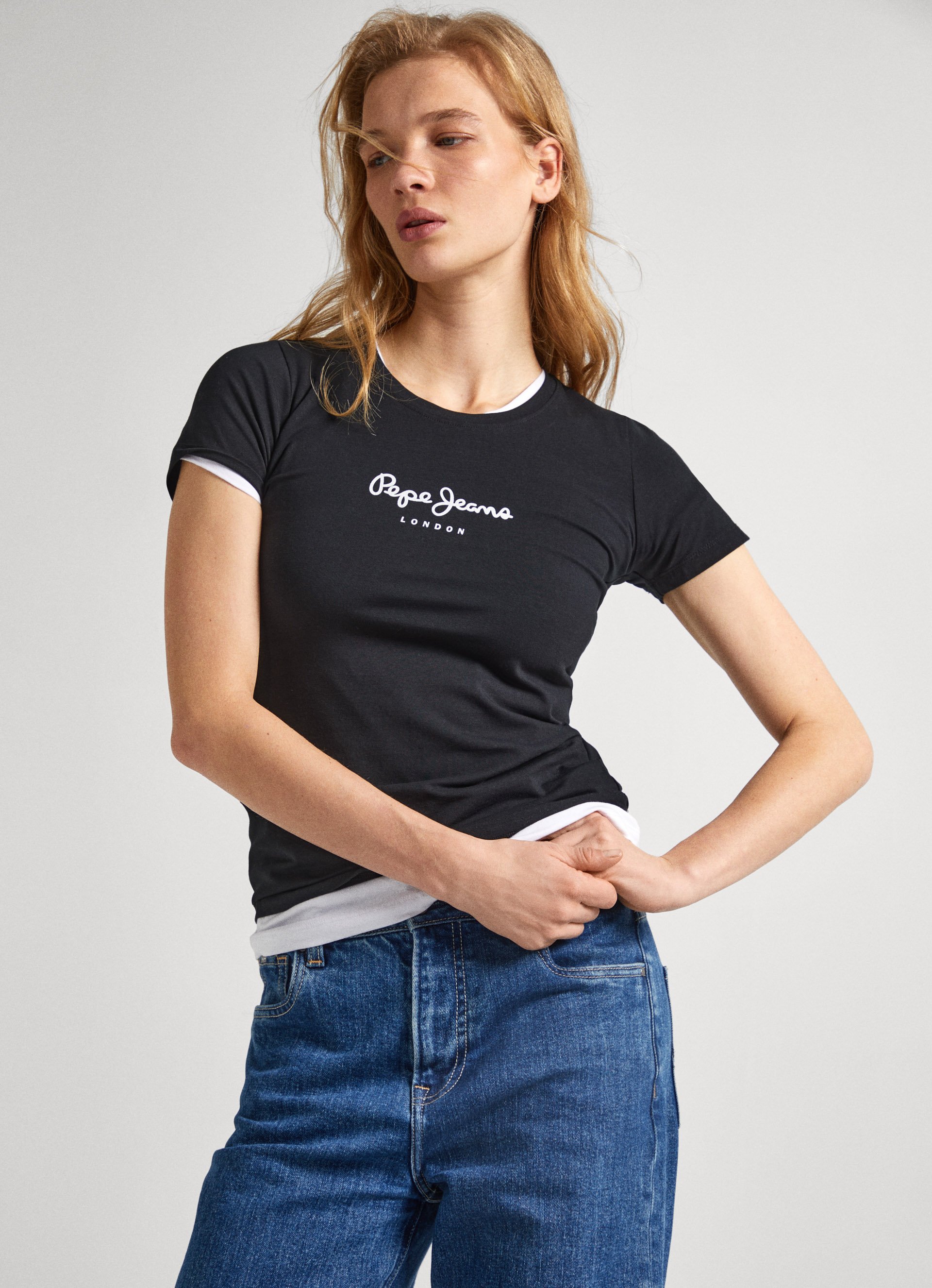 Lycra T-Shirt With Printed Logo | Pepe Jeans