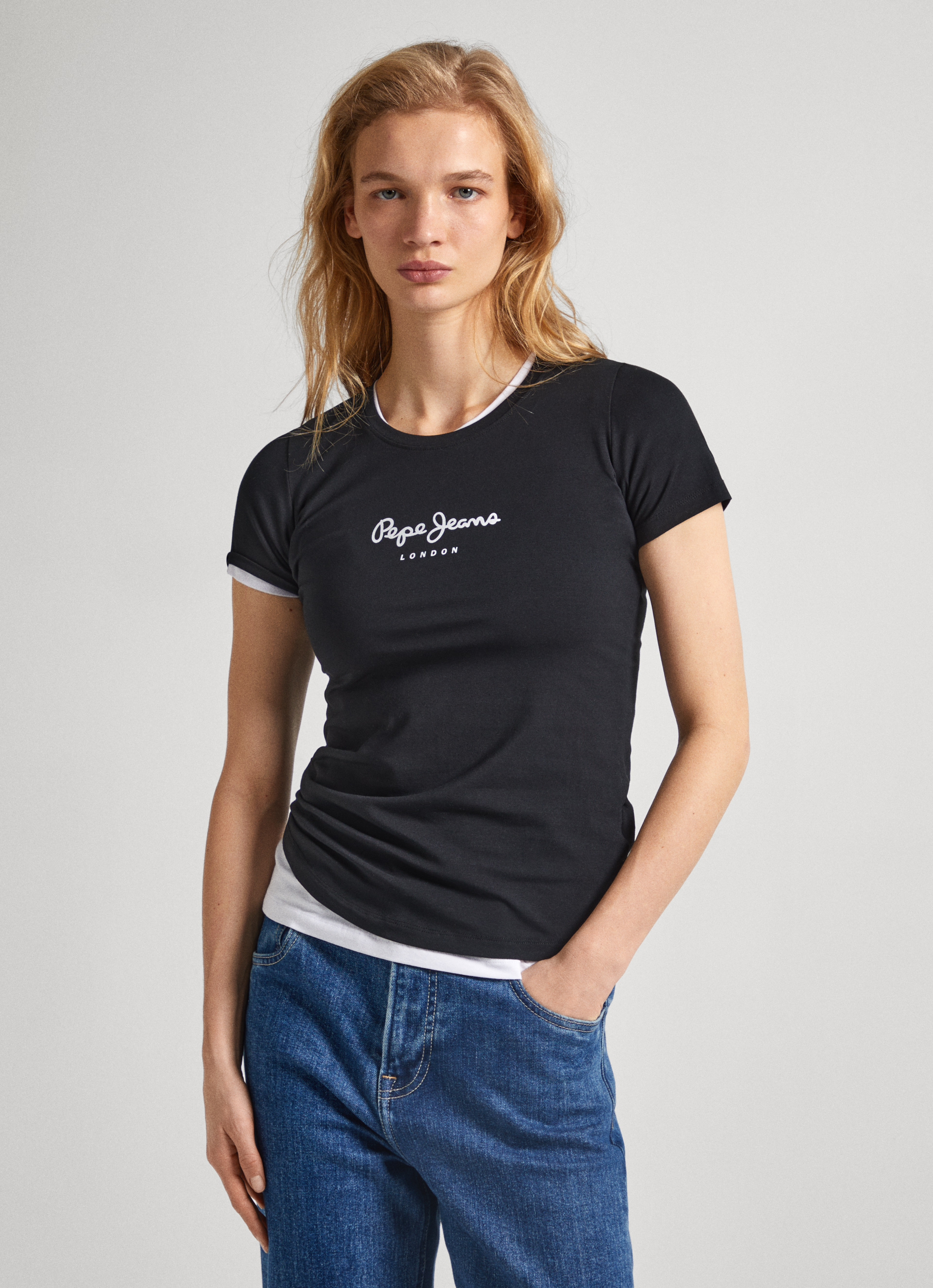 Lycra T-Shirt With Printed Logo | Pepe Jeans