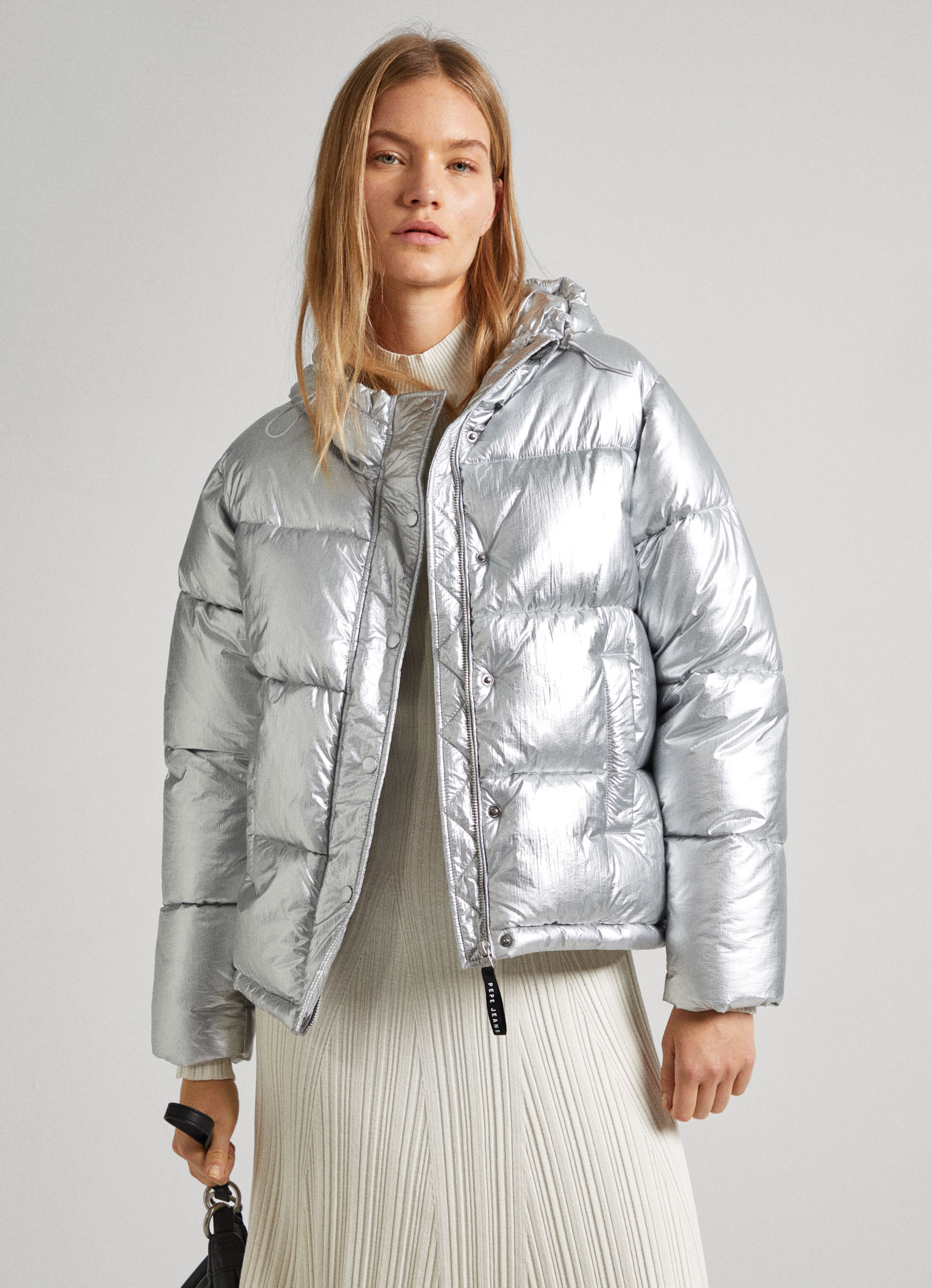 Silver Puffer Jacket | Pepe Jeans